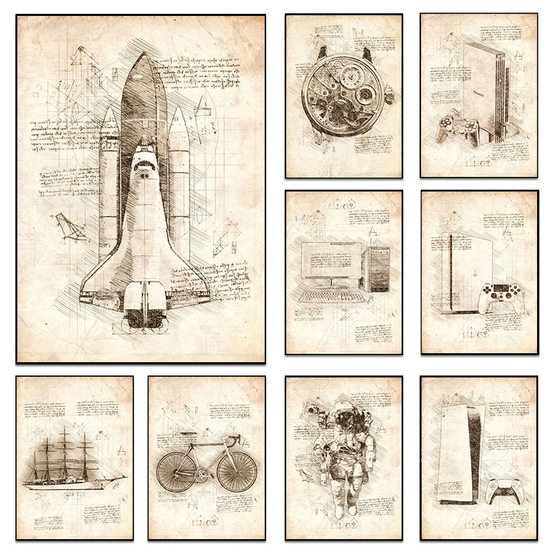 Vintage Abstract Da Vinci Insp - Star Map Poster recension och pris
