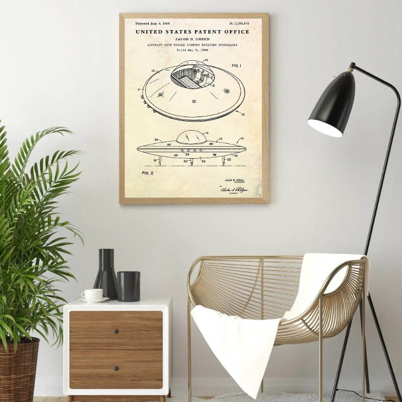 Vintage Flying Saucer UFO Blue - Star Map Poster recension och pris