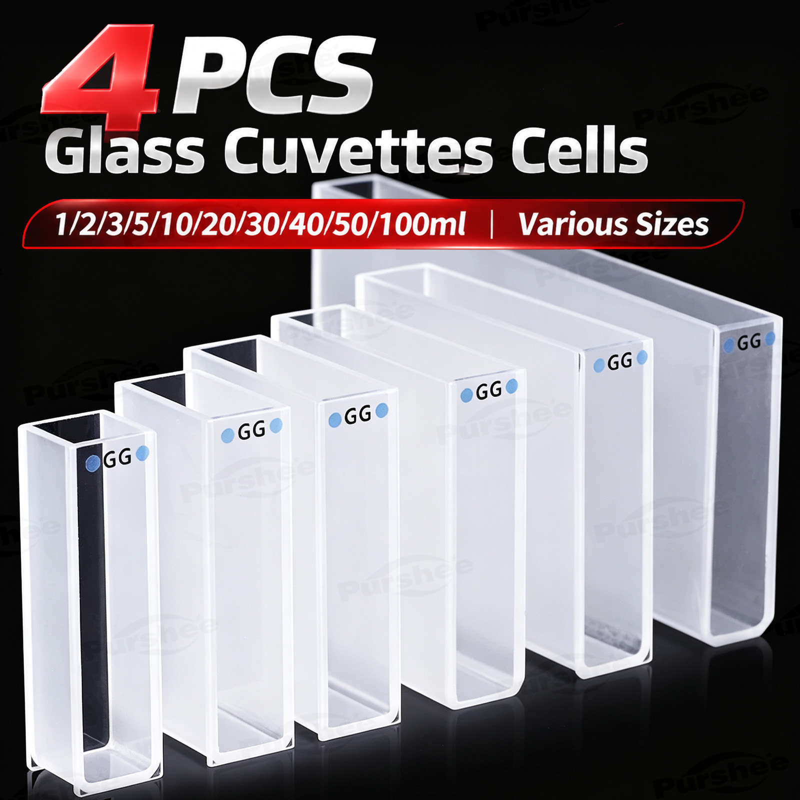 4 PCS Glass Cuvettes Cells 1/2 - Science Kit recension och pris